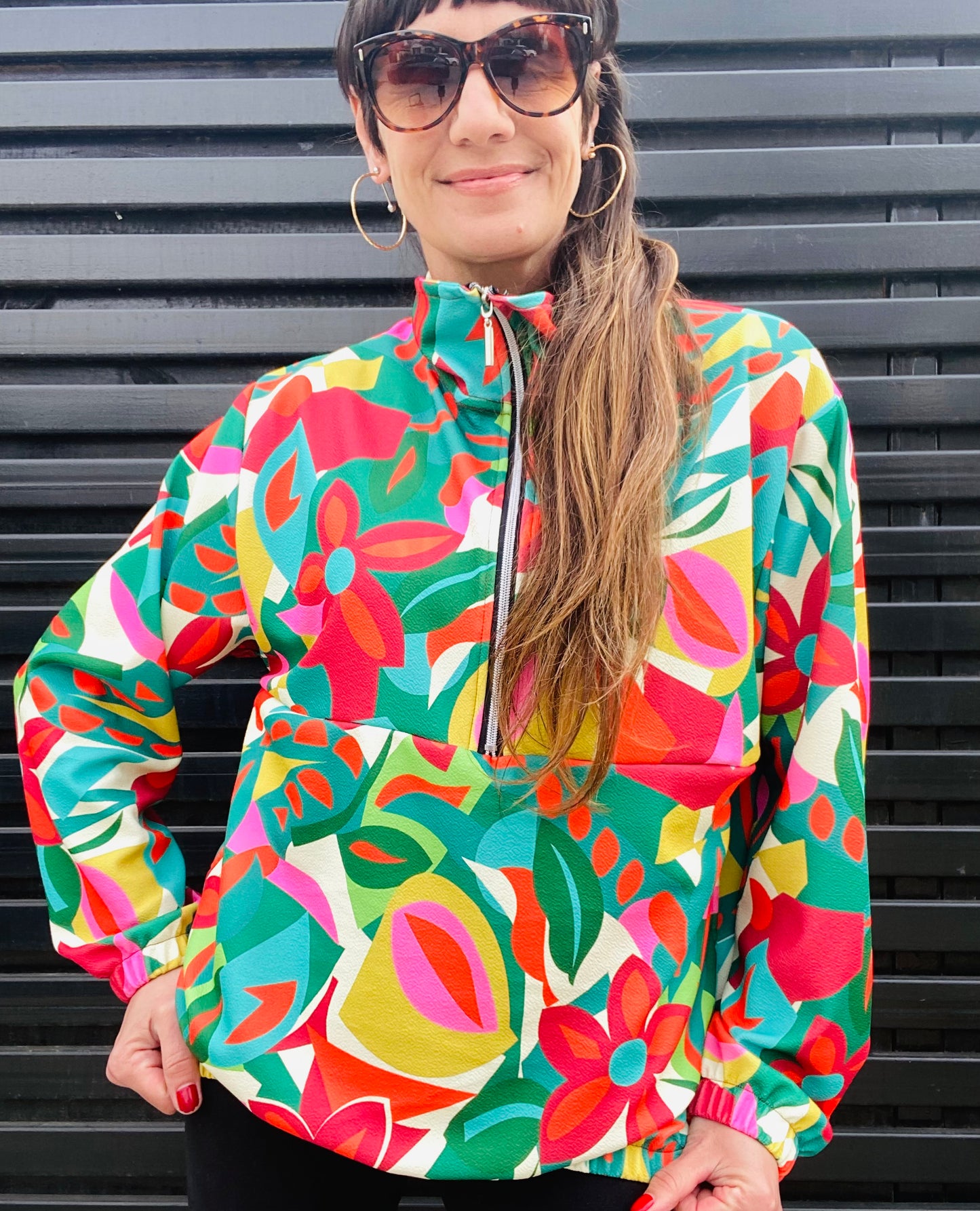 Poleron Flower Red cierre