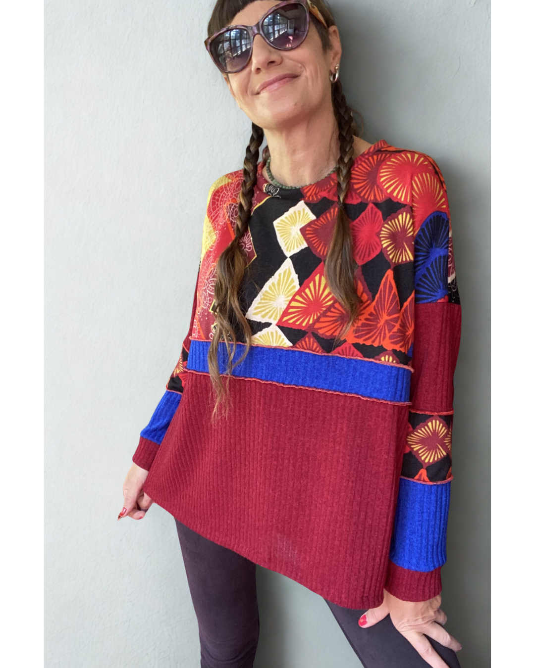 Polerón Multicromo🧡Geometrik Blue.Burdeo