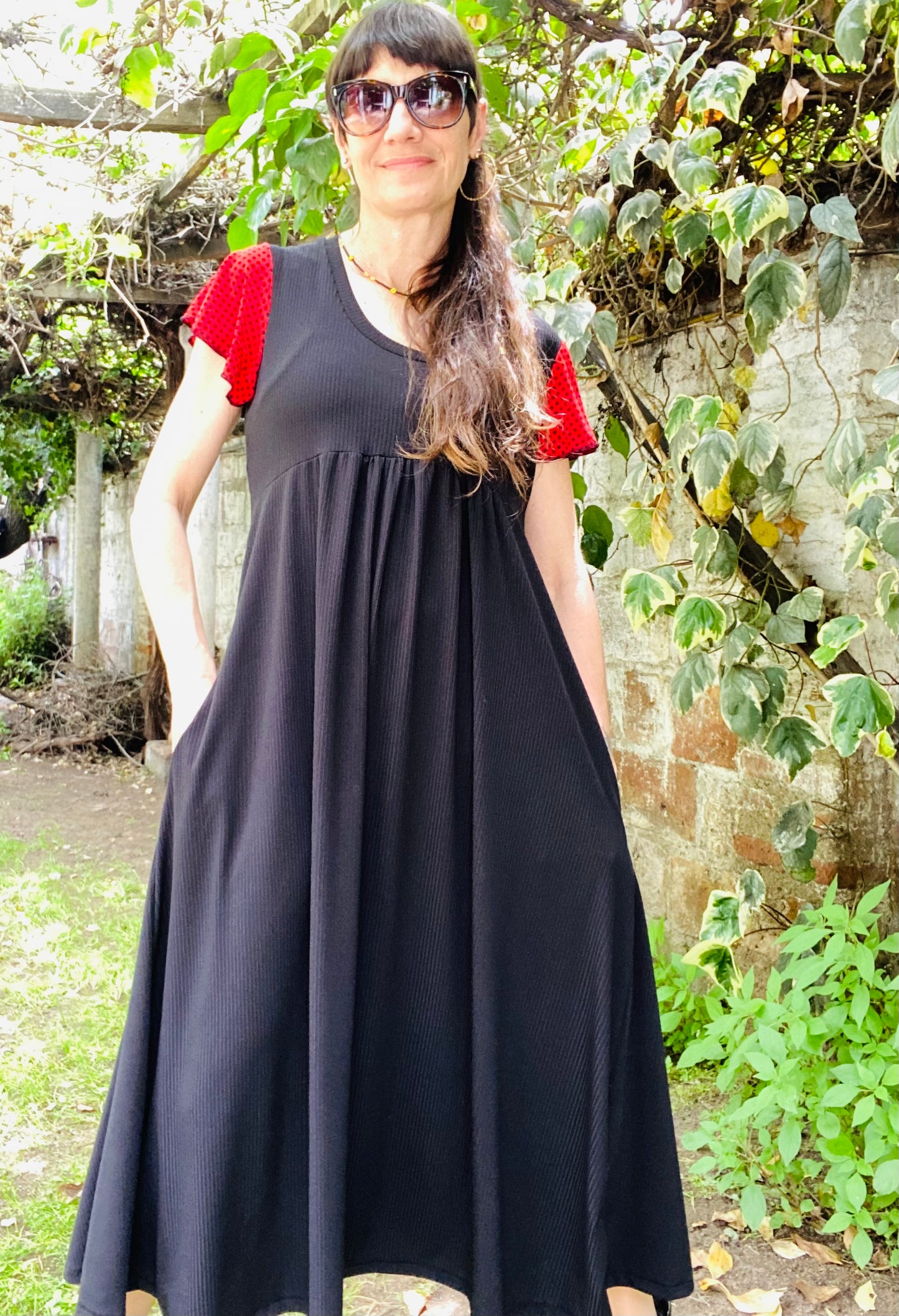 Véstido Mila Long Black lunares negros