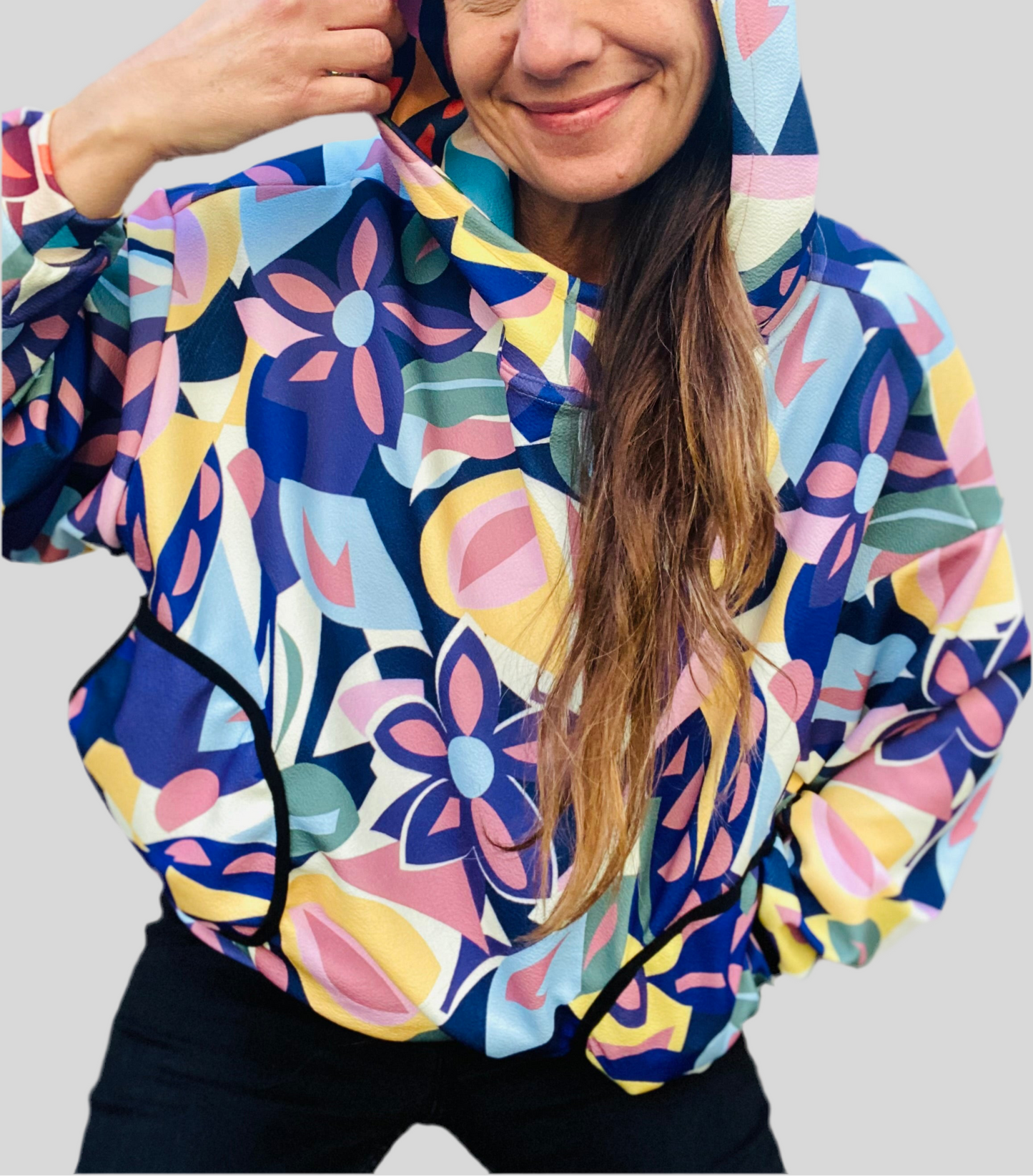 Poleron Flower Lila Capuchón