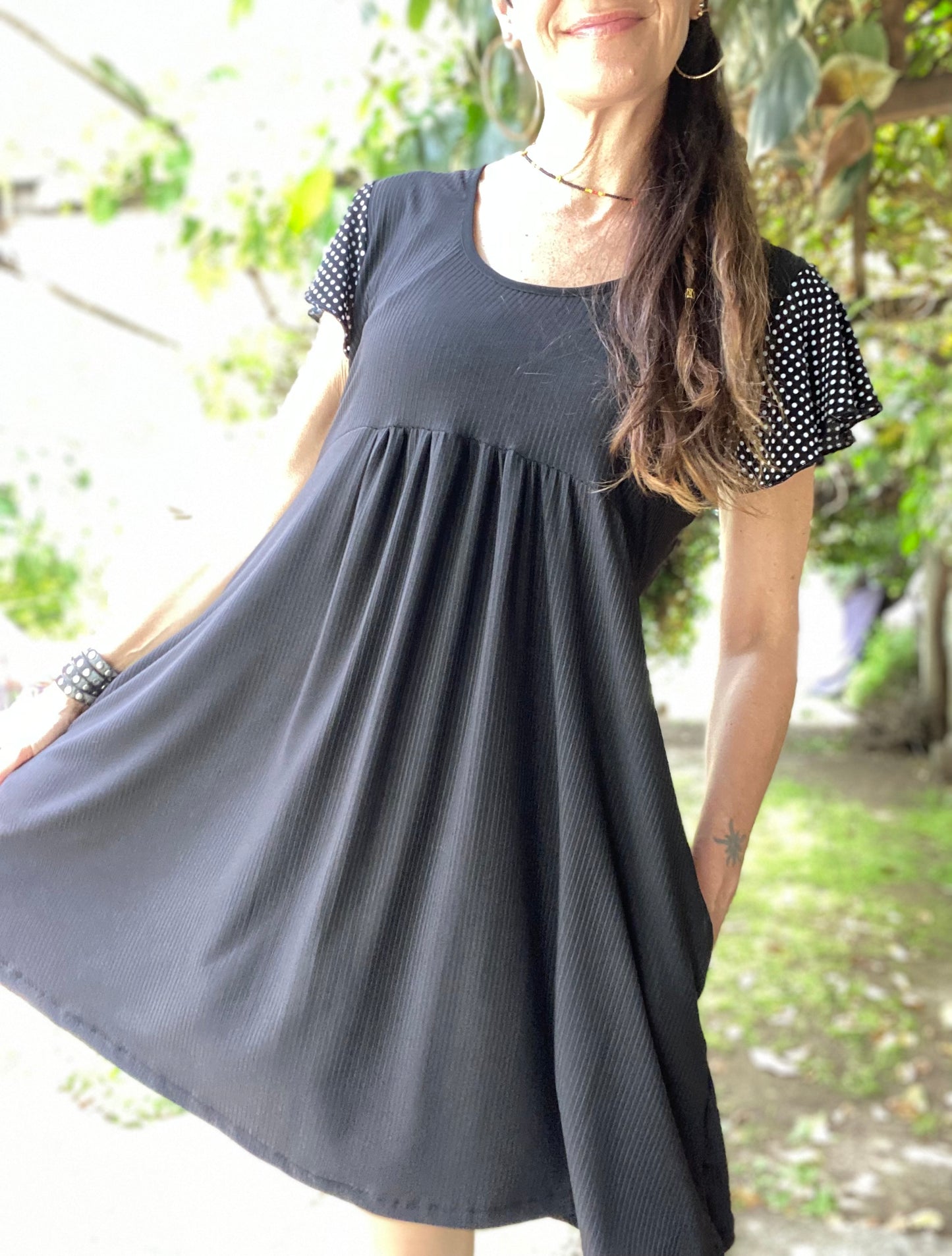 Véstido Mila Black Lunares Blancos