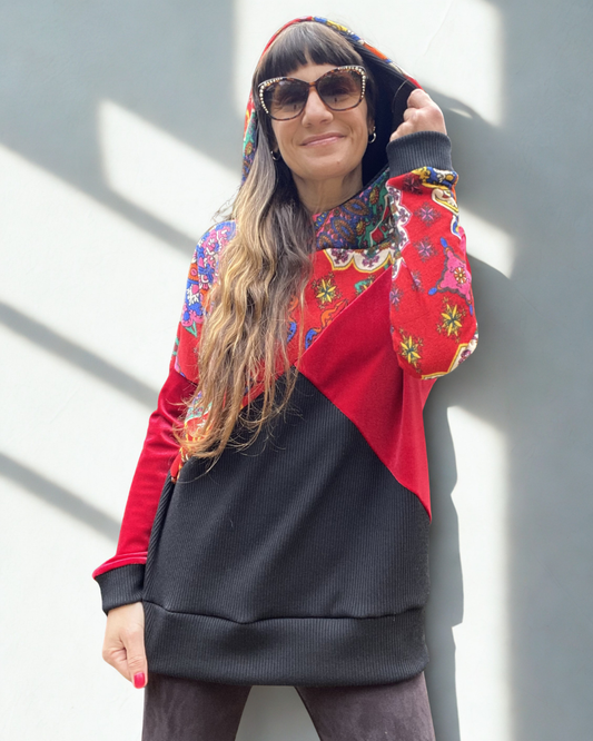 Polerón con Capuchón Red Velvet Mandala ❤️