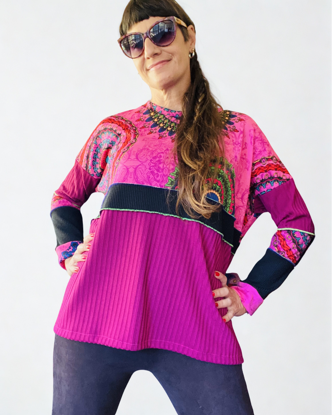 Polerón Multicromo🩷Mandalapink-black-magenta