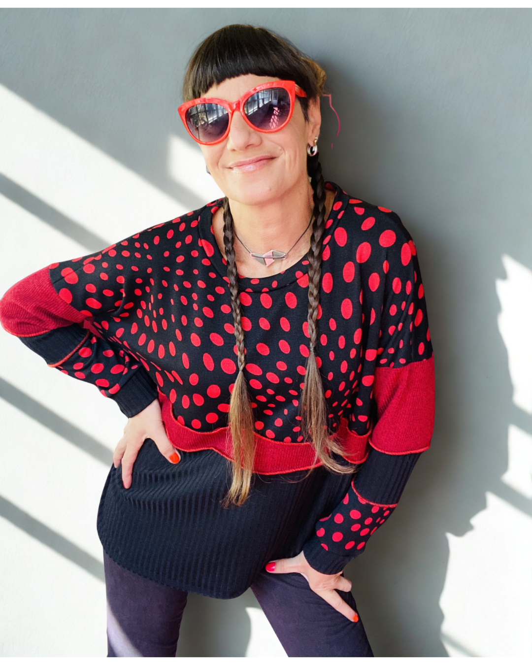 Polerón Multicromo Lunares red , Black