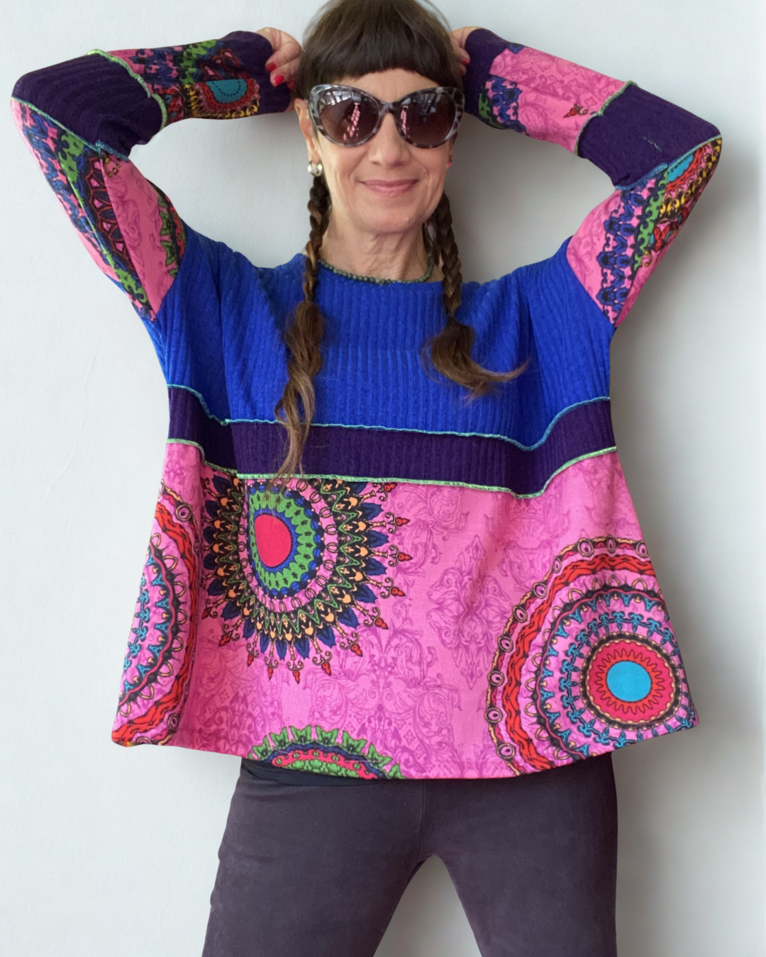 Polerón Multicromo💙Blue-black-Mandala Pink
