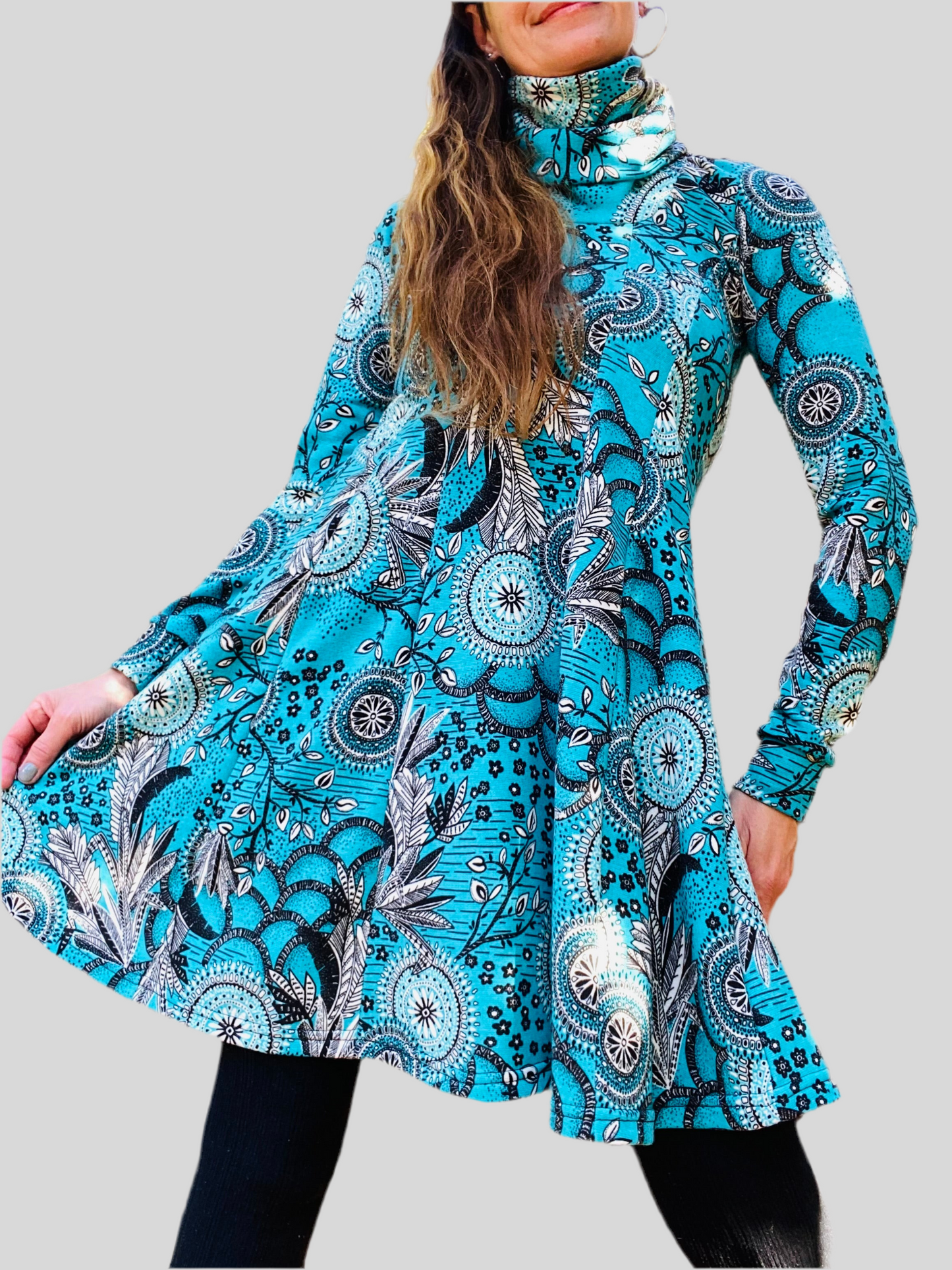 Vestido Lanilla Estampado Calipso