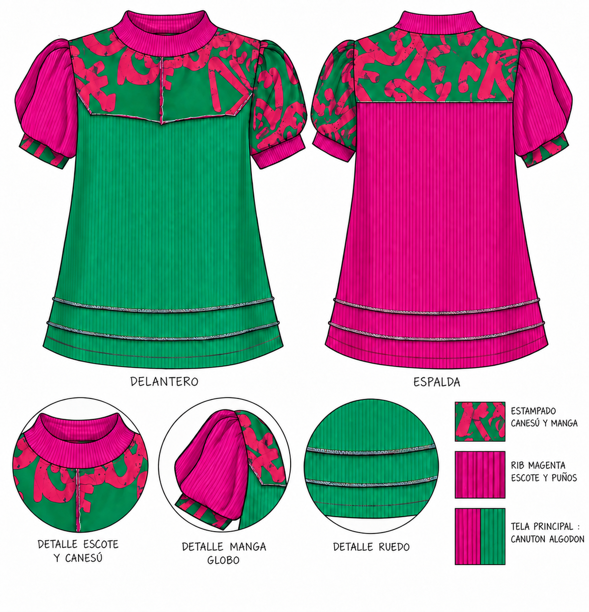 Polera Manga Corta Green Magenta