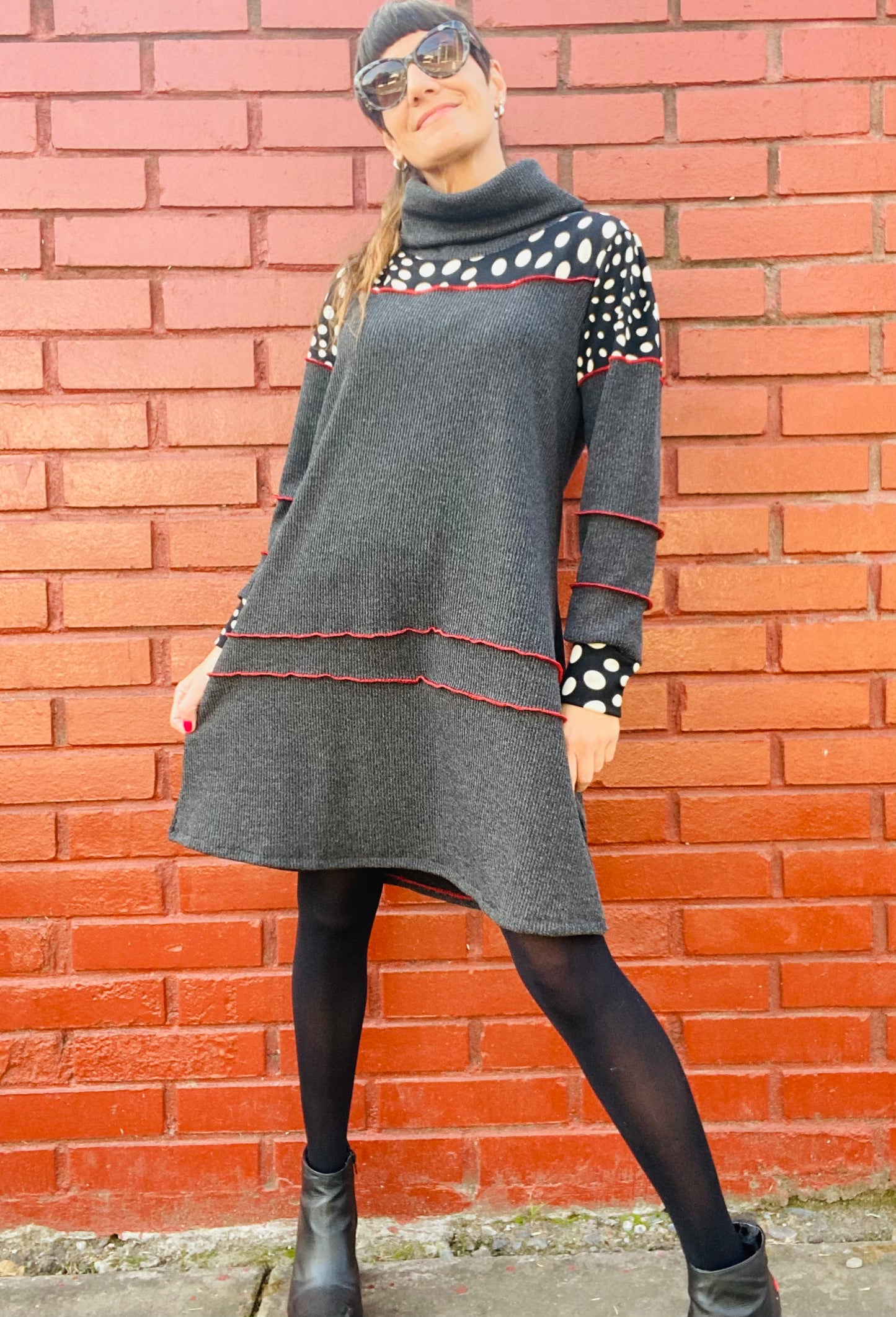 Vestido Lanilla Trama Marengo