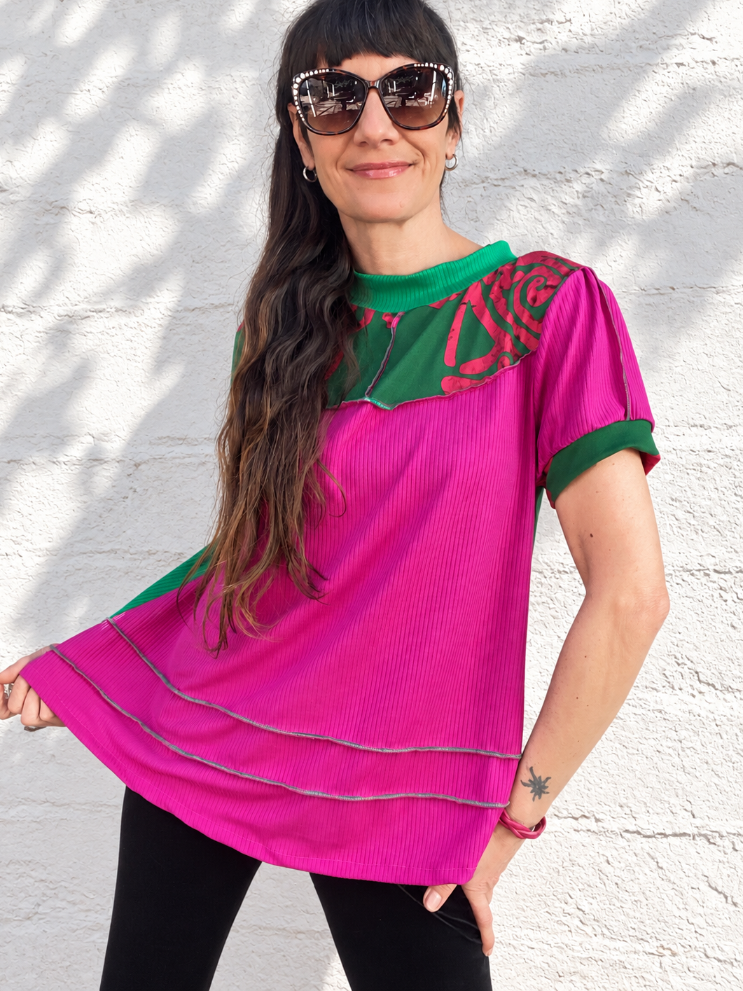 Polera Manga Corta Magenta Green