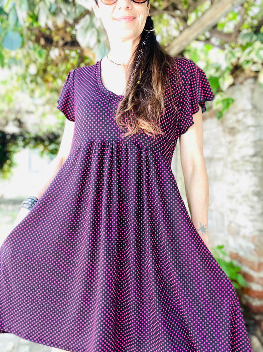 Véstido Mila Lunares Fuccia