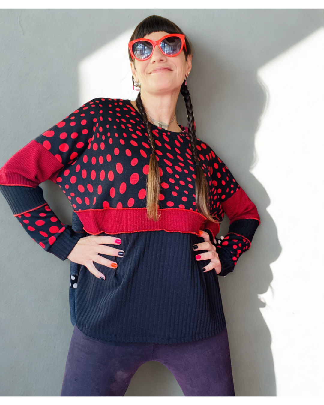 Polerón Multicromo Lunares red , Black
