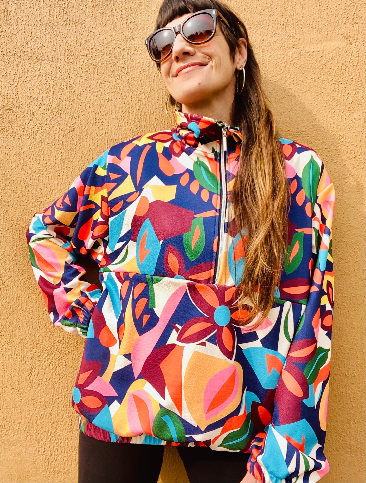 Poleron Flower Orange Cierre