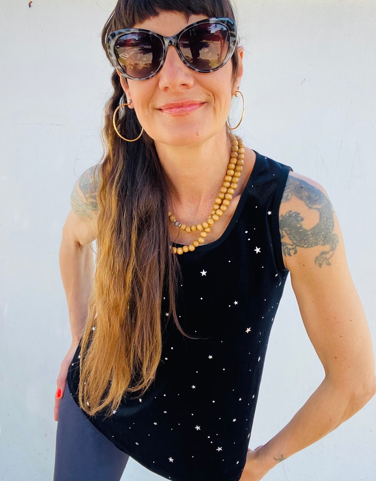 Polera Velvet Black Stars