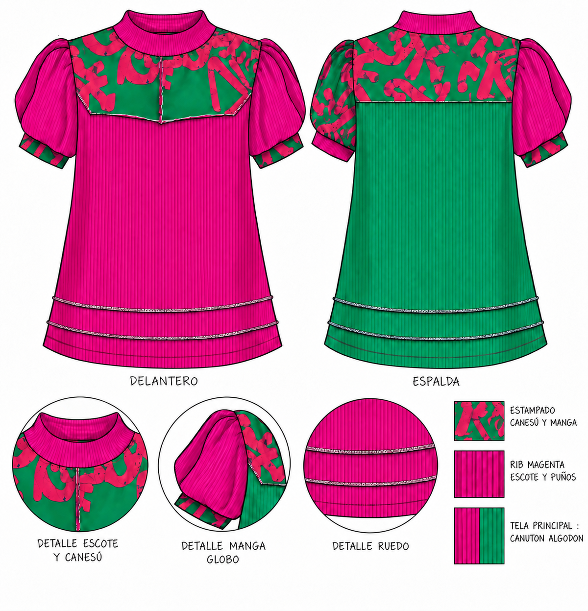 Polera Manga Corta Magenta Green