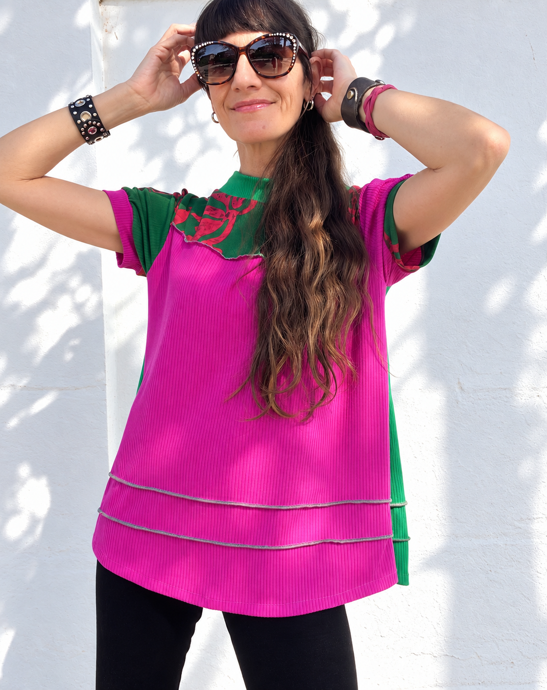 Polera Manga Corta Magenta Green