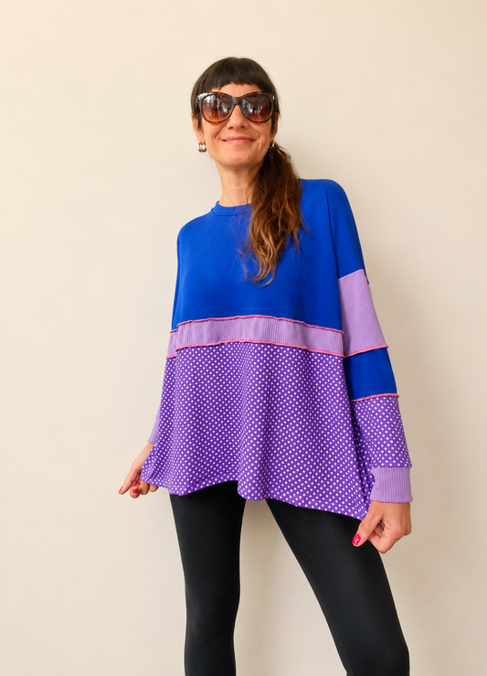 Polera manga larga Multicromo Blue Purple