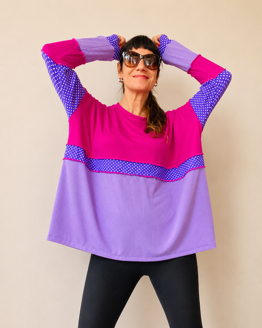 Polera manga larga Multicromo Fuccia Purple