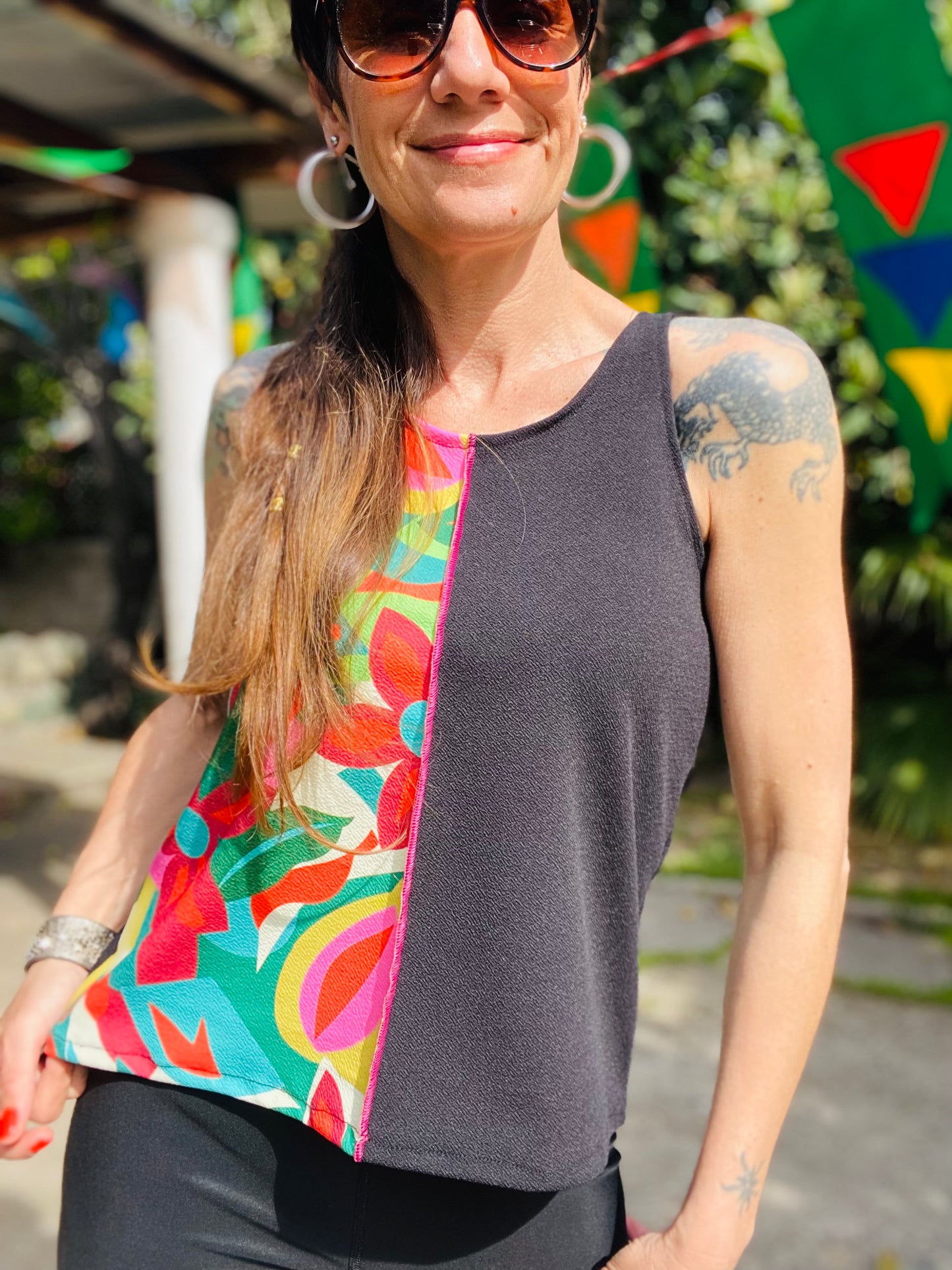 Polera Crop Half Flower