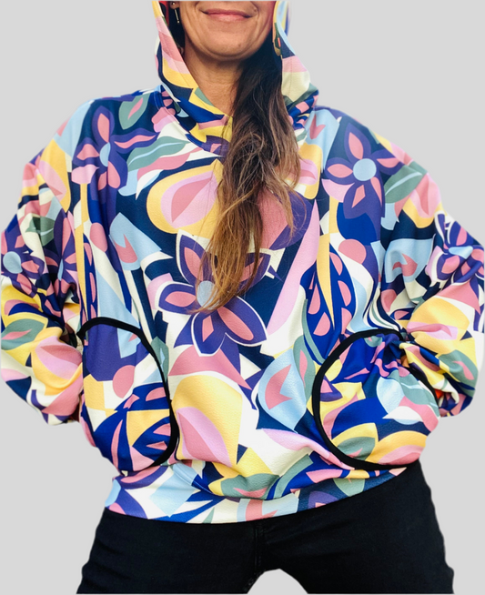 Poleron Flower Lila Capuchón