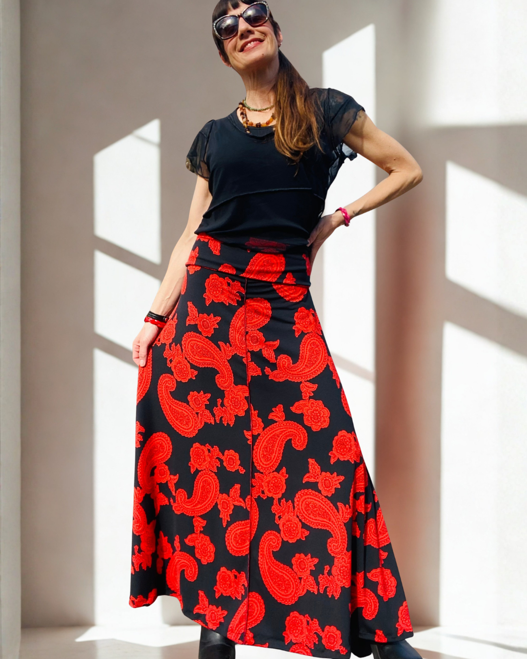 Falda Larga Red and Black