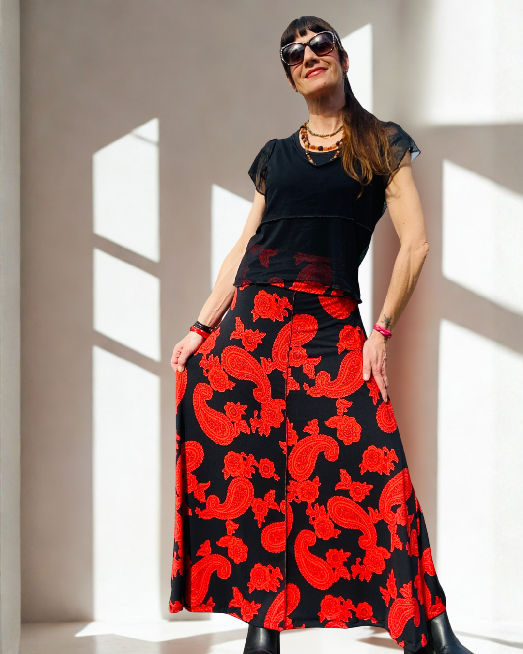 Falda Larga Red and Black