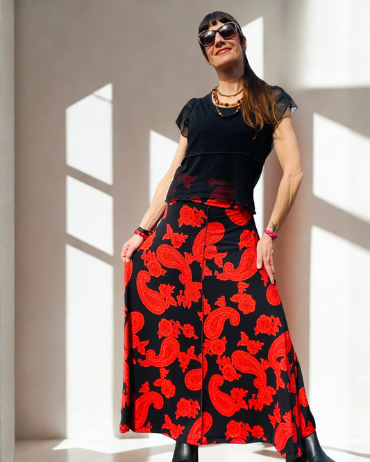 Falda Larga Red and Black