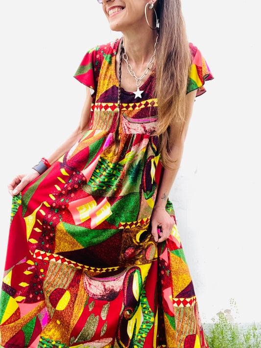 Vestido Mila Full Color Geometrik