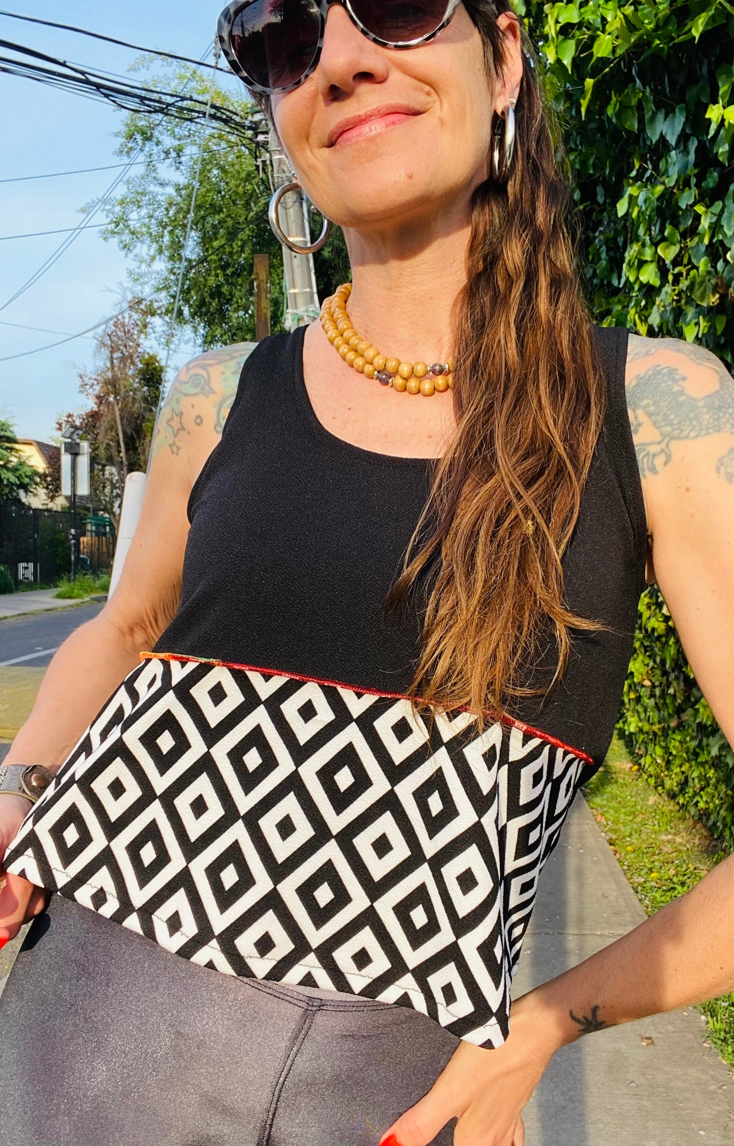 Polera Crop Geometrik