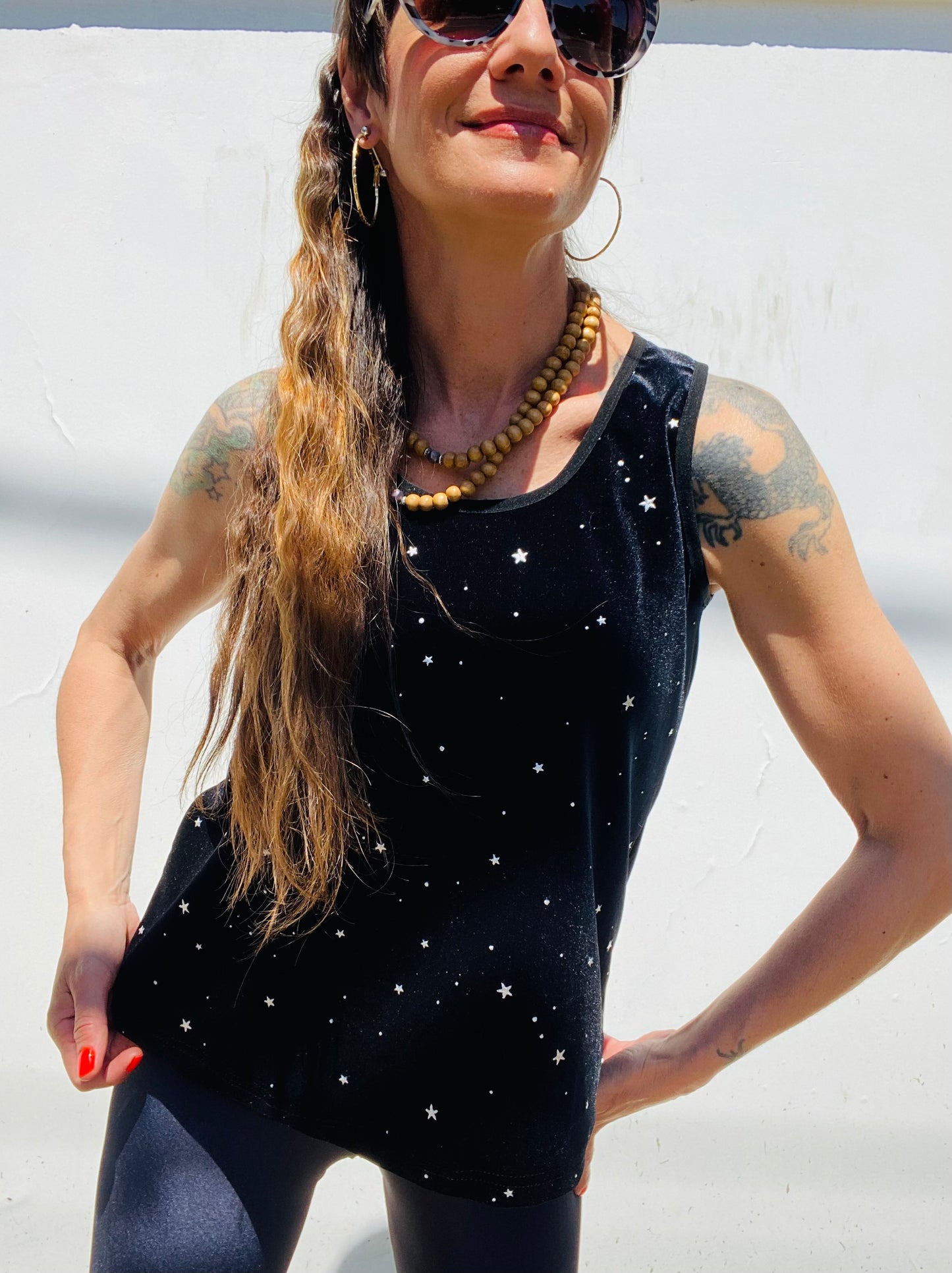 Polera Velvet Black Stars