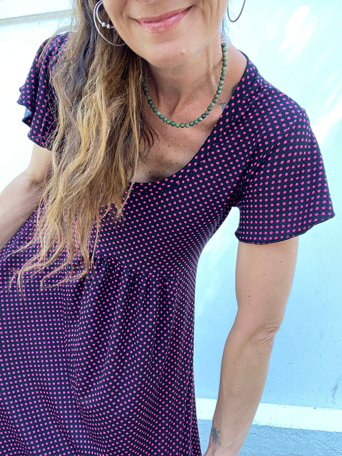 Vestido Mila Long Lunares Fuccia