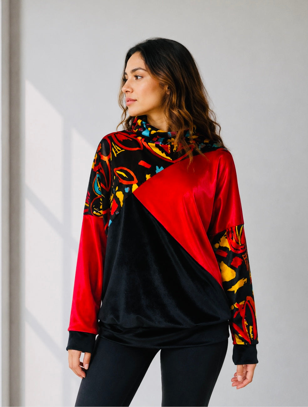 Poleron Tricolor  cuello alto  Full Velvet