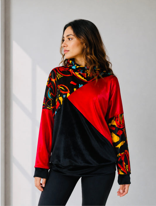 Poleron Tricolor  cuello alto  Full Velvet