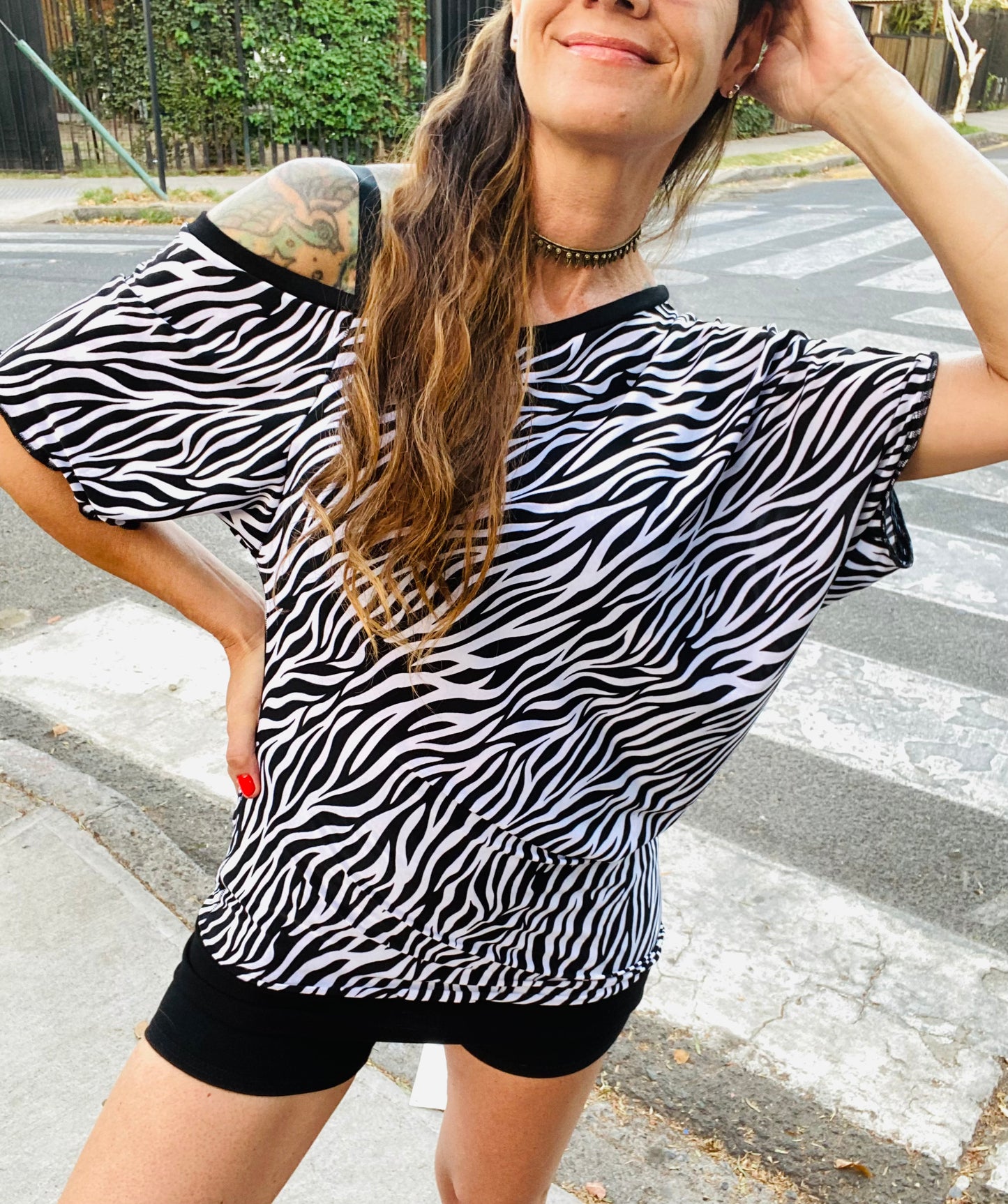 Polera Irregular Print Black