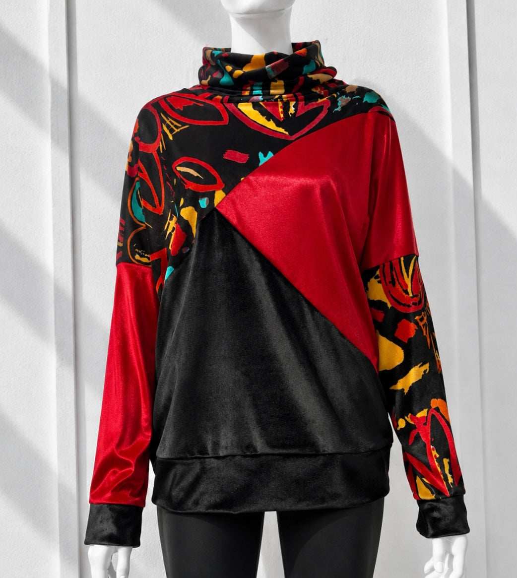 Poleron Tricolor  cuello alto  Full Velvet