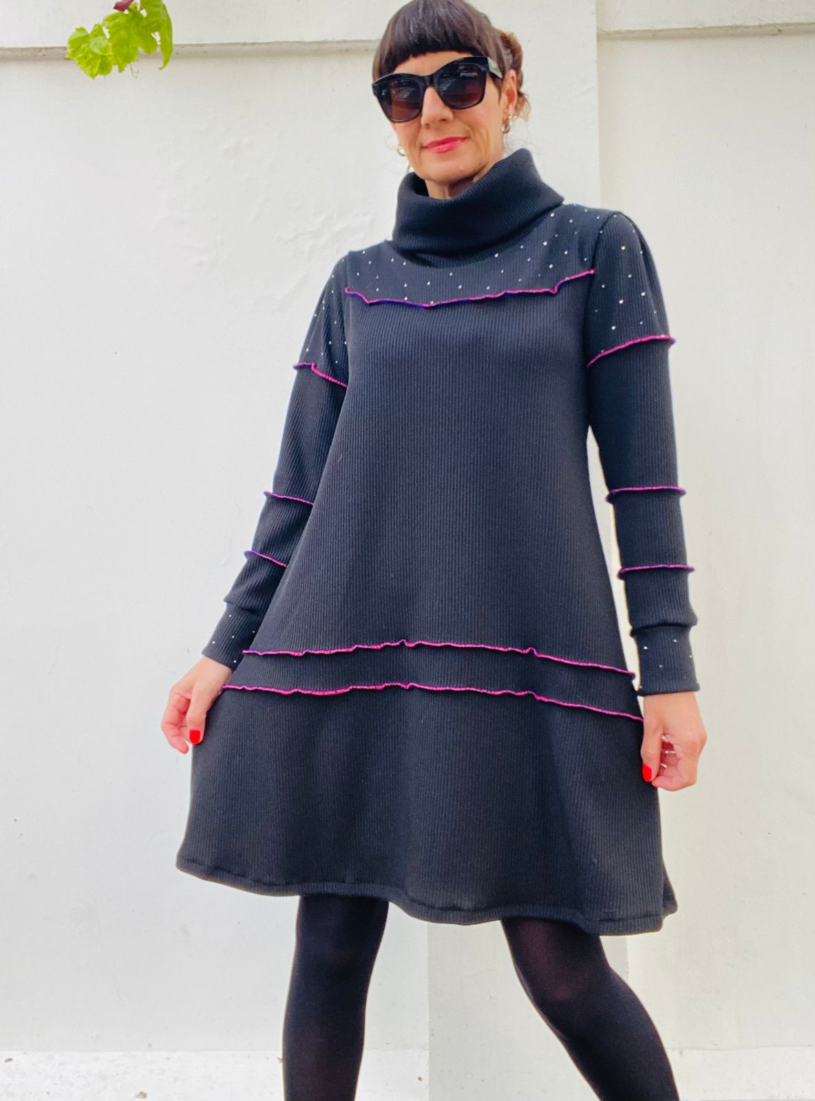 Vestido Lanilla Trama Negro
