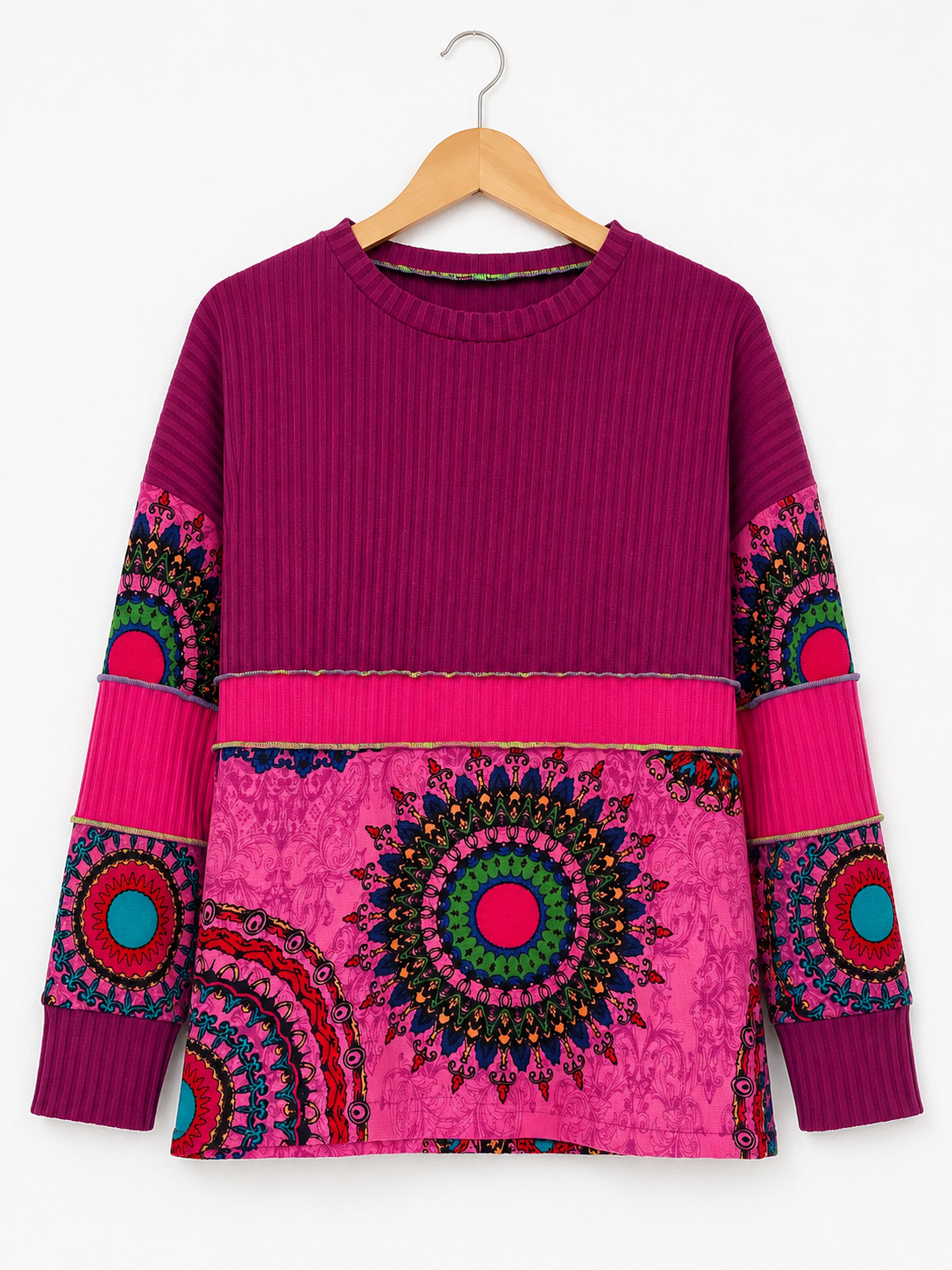 Poleron Multicromo Magenta Mandala Pink