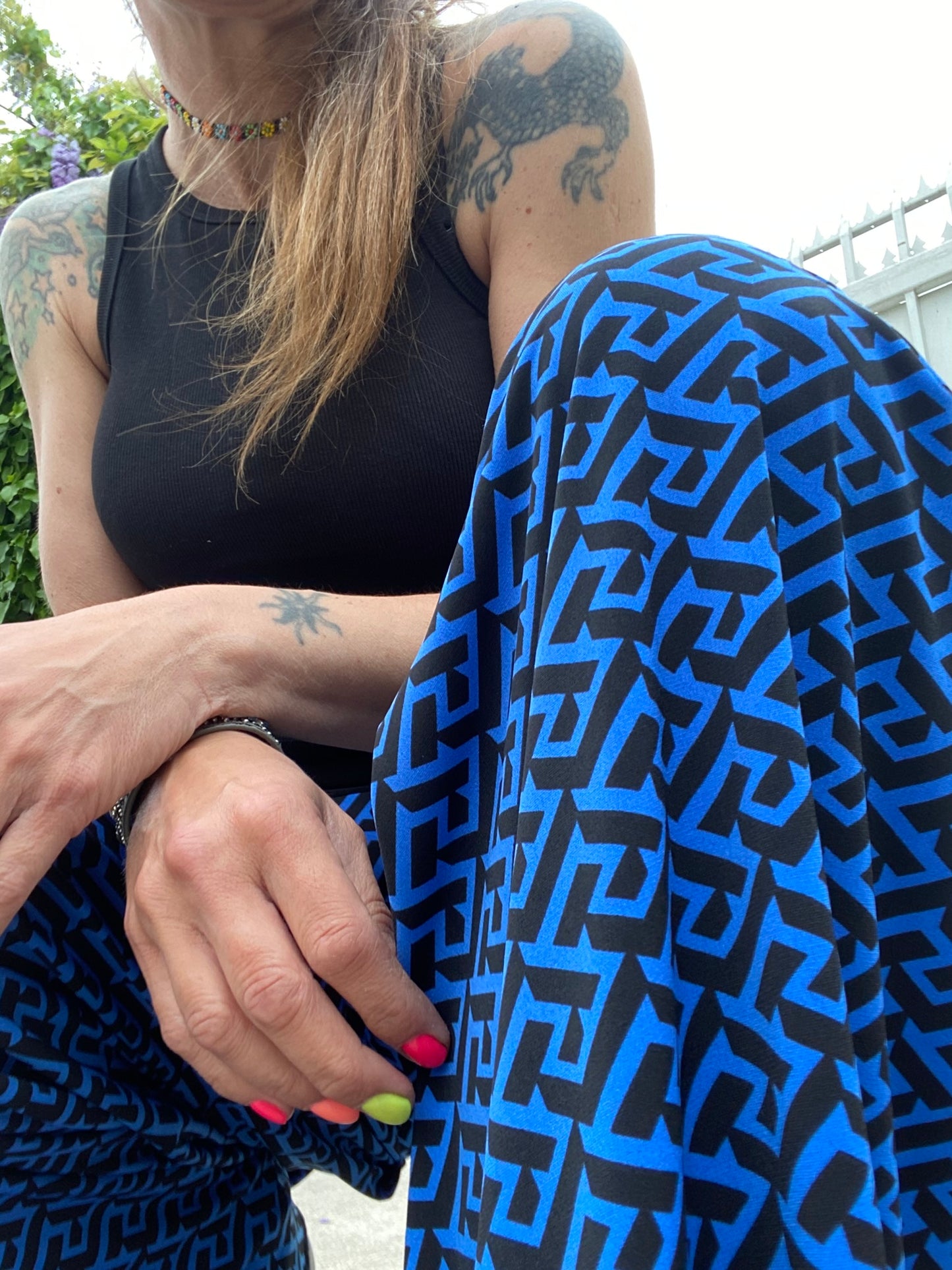 Pantalones Palazzo Geométrico Blue