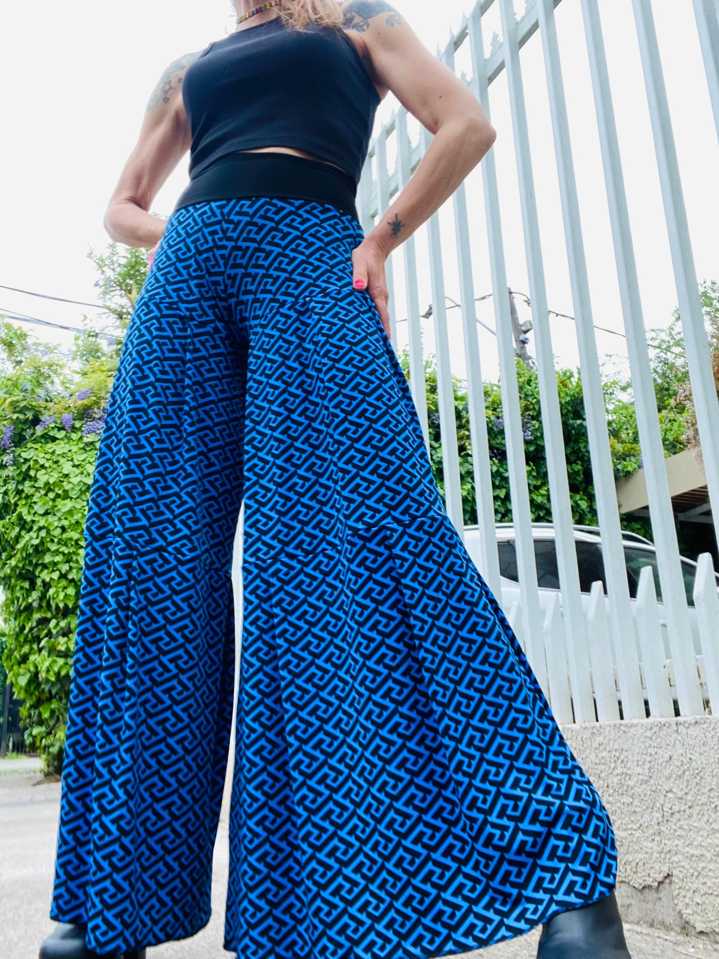 Pantalones Palazzo Geométrico Blue