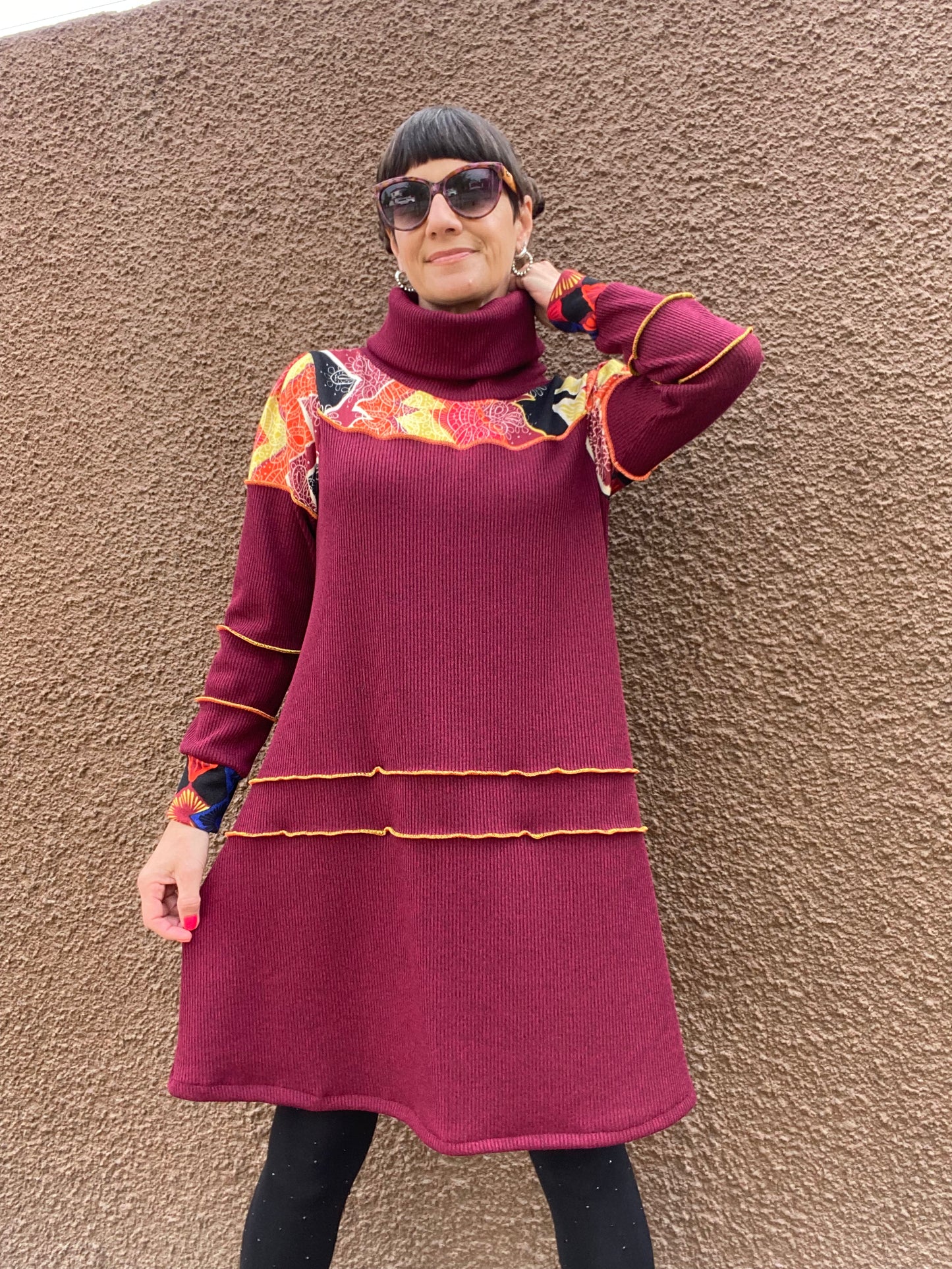 Vestido Lanilla Trama Burdeo