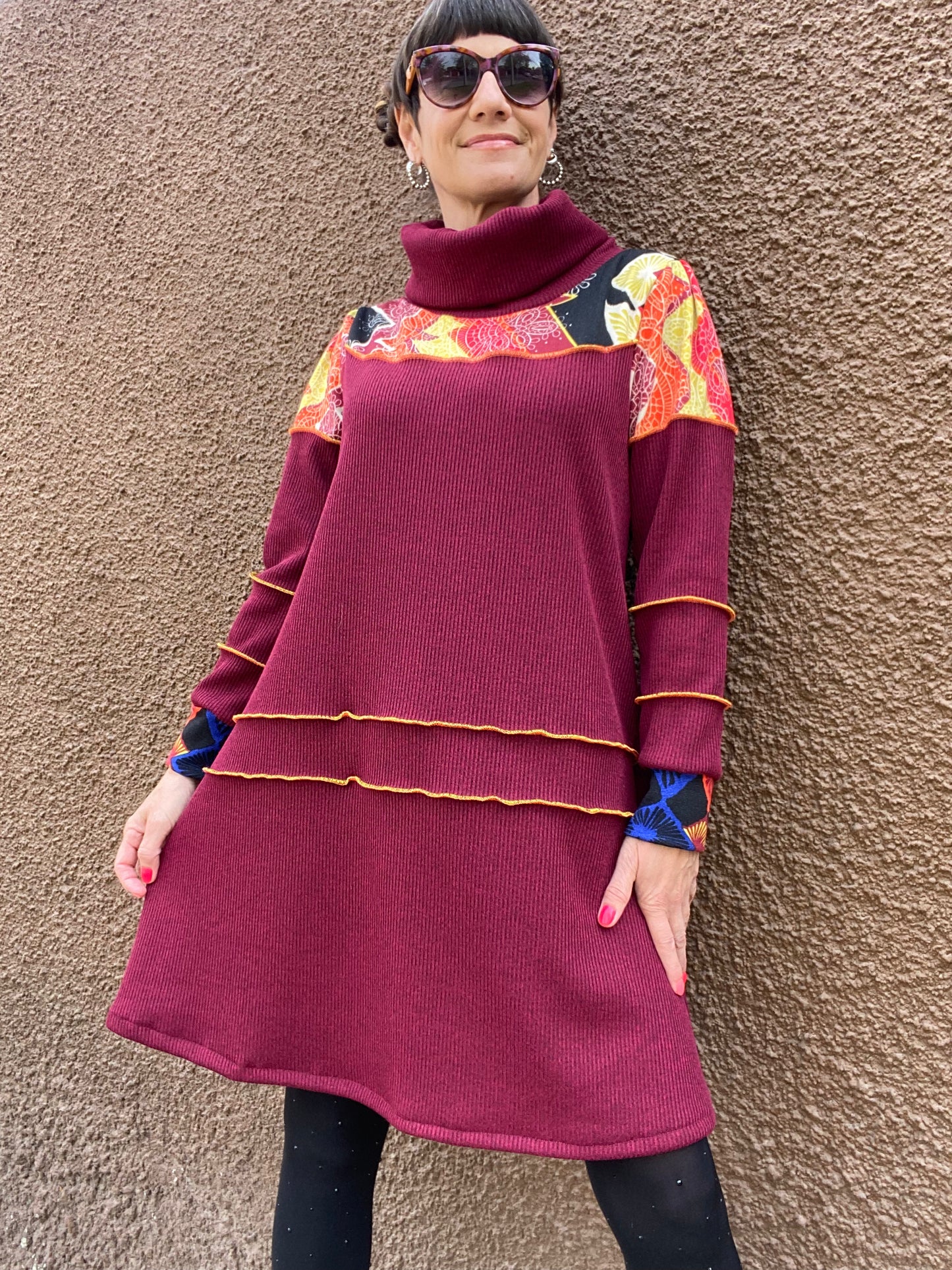 Vestido Lanilla Trama Burdeo